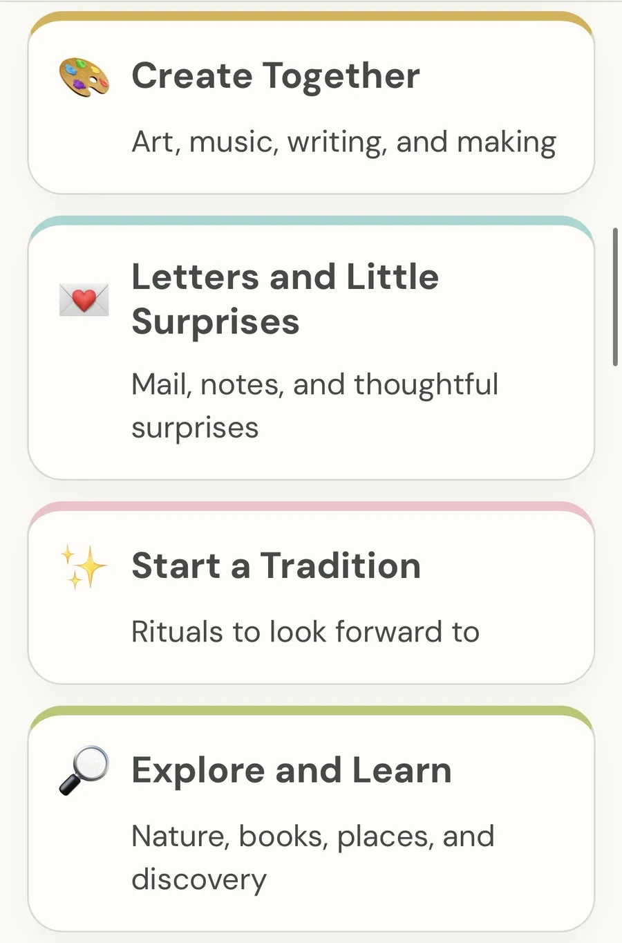 Hello Grandly browse-by-category screen