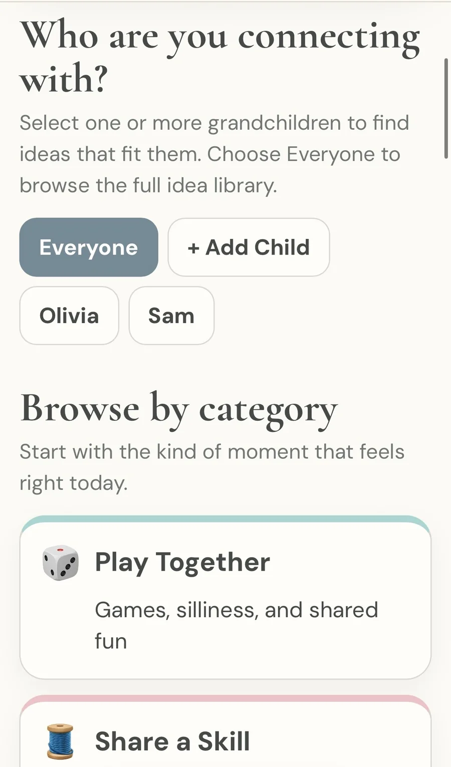 Choose a grandchild or browse ideas for everyone