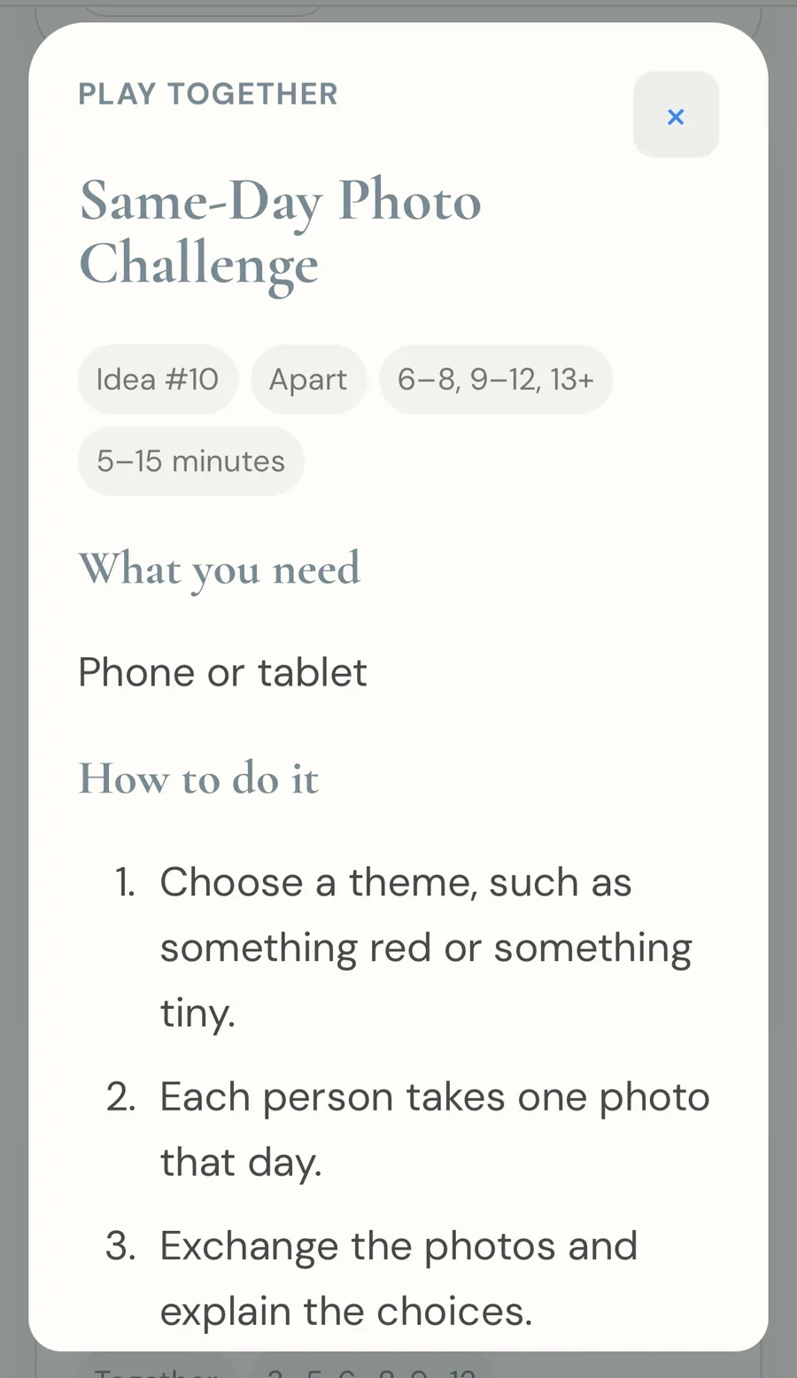 Same-Day Photo Challenge instructions in Hello Grandly