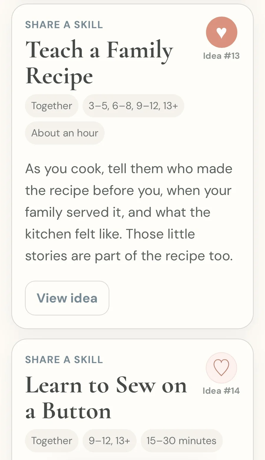 Teach a Family Recipe activity card in Hello Grandly